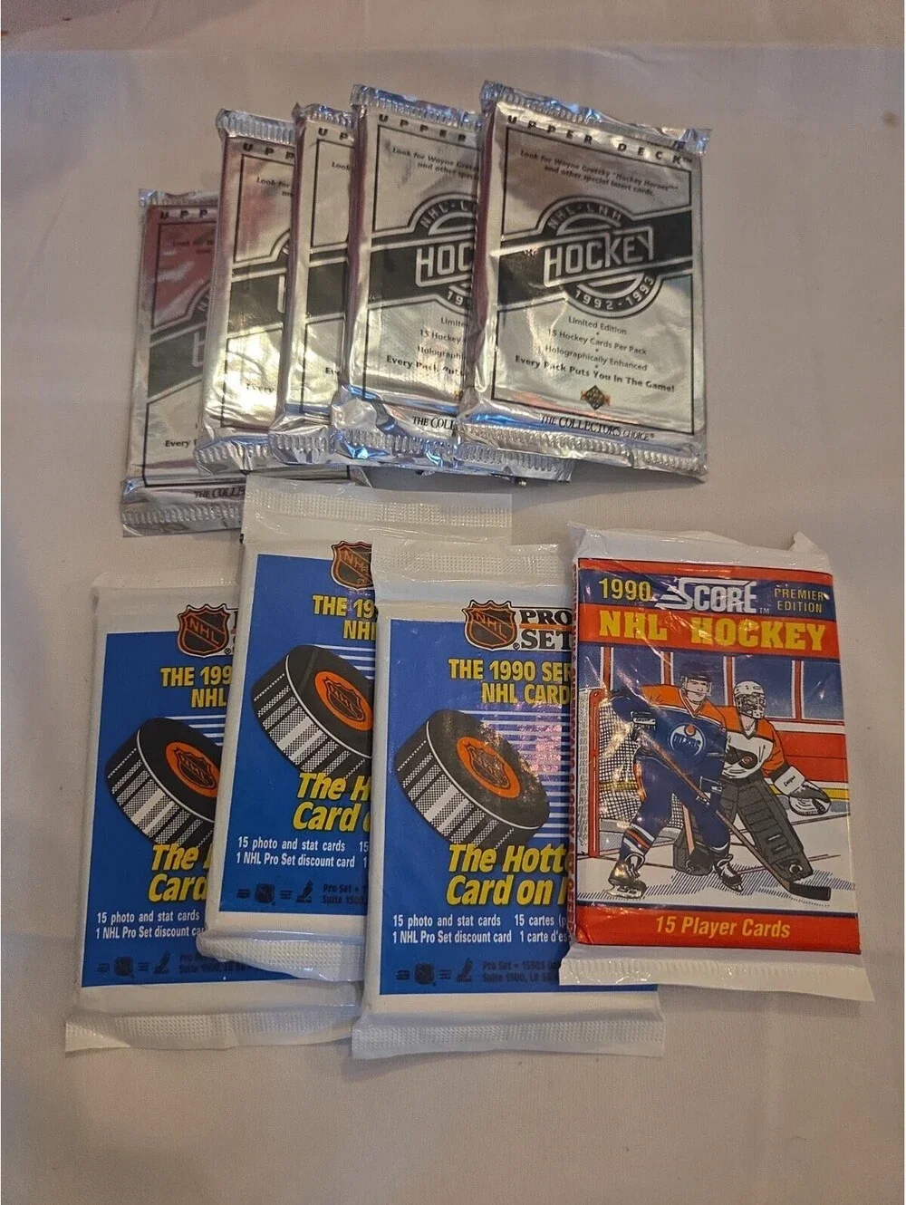 NHL HOCKEY SEALED PACK LOT OF 9 UPPER DECK Gretzky Heroes, PRO SET, Score